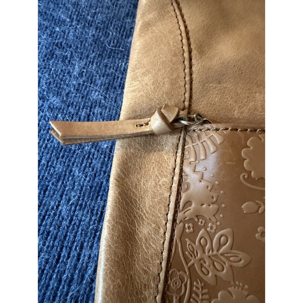 The Sak Iris Tan Brown Leather Tooled Embossed Adjustable Crossbody Shoulder Bag - Picture 6 of 13